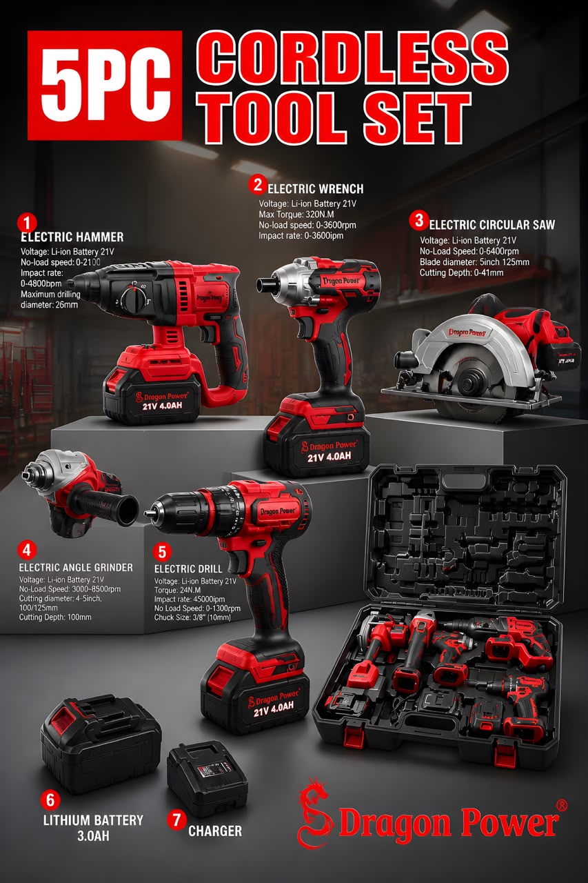 Dragon Power 5 in 1 Power Tools Set